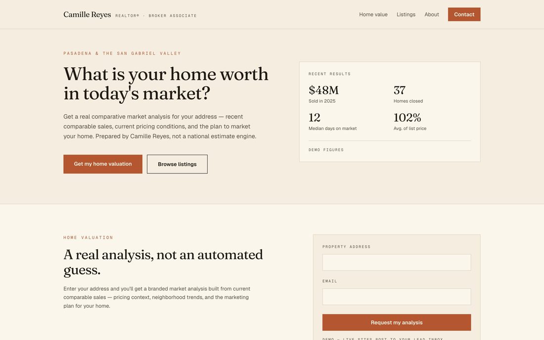 Agent, team and brokerage websites shown across three devices